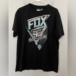 Fox Racing Graphic Print T-Shirt Men’s Size Large Black ~Faster Than Lightning